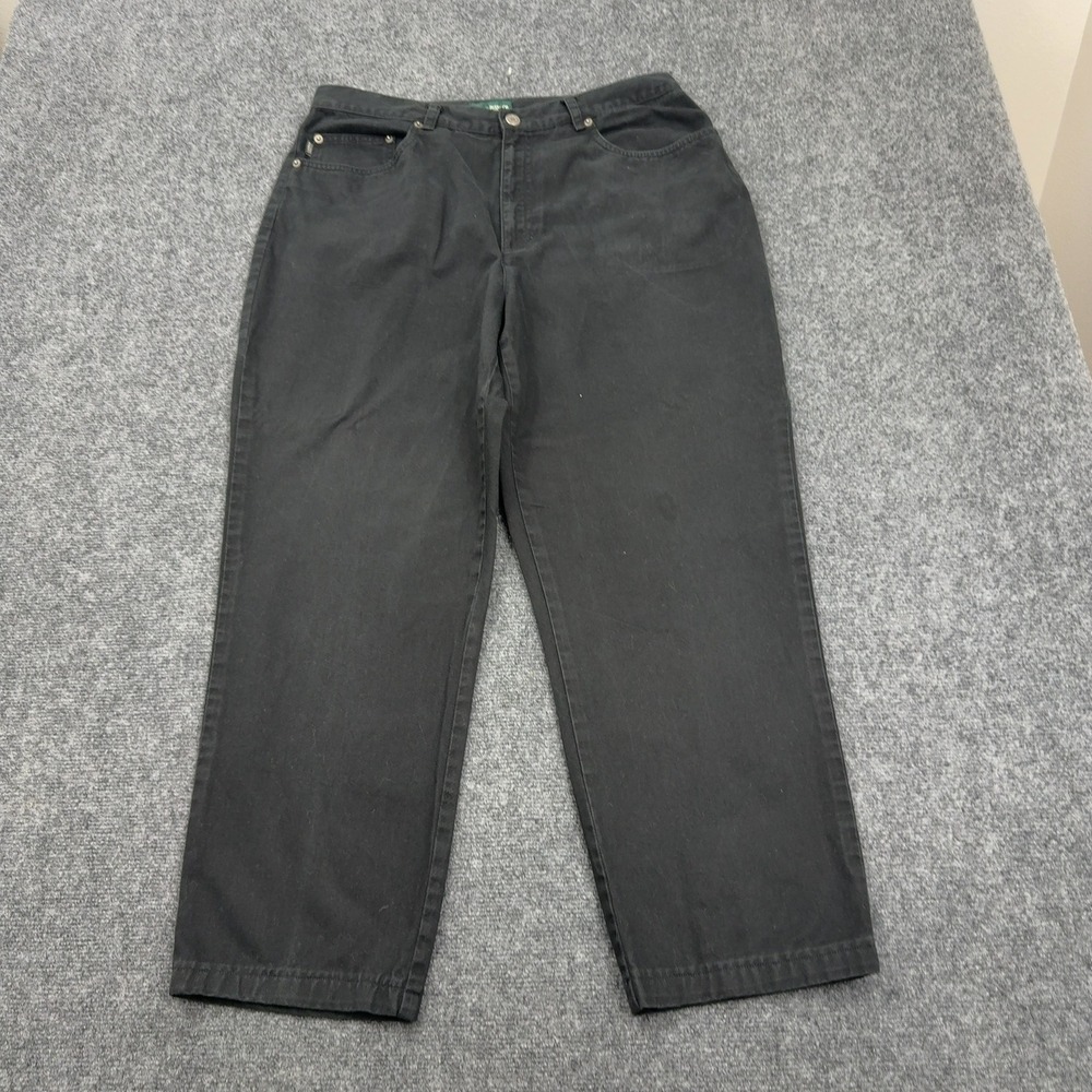 Vintage Lauren Ralph Lauren Jeans Womens 10 Black Cotton High Rise Straight Leg